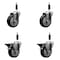 Service Caster 4'' Black Poly Wheel Swivel 7/8'' Expanding Stem Caster Set 2 Brakes, 4PK SCC-EX20S414-PPUB-BLK-2-PLB-2-78 - alternate 1